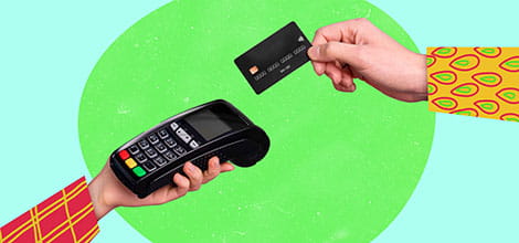 credit card pay machine collage